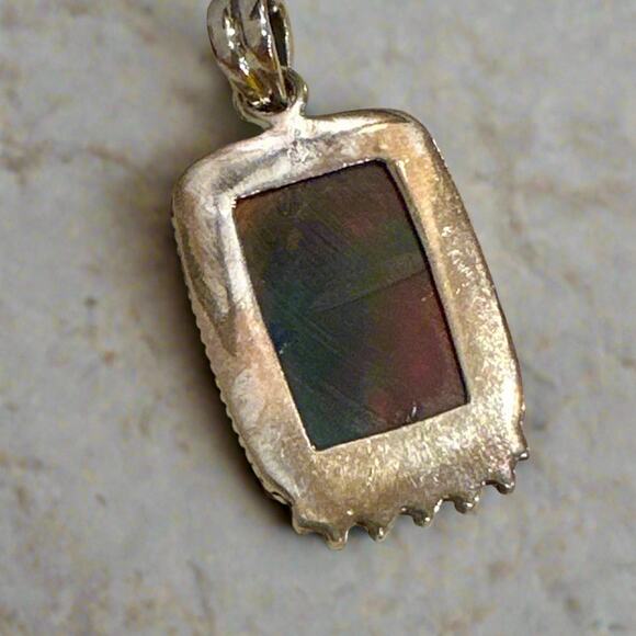 Misa Jewelry - Handcrafted Necklace - Aurora Opal Necklace Aurora Opal & Pressed Flowers Artisan Southwestern Pendant 1.25”